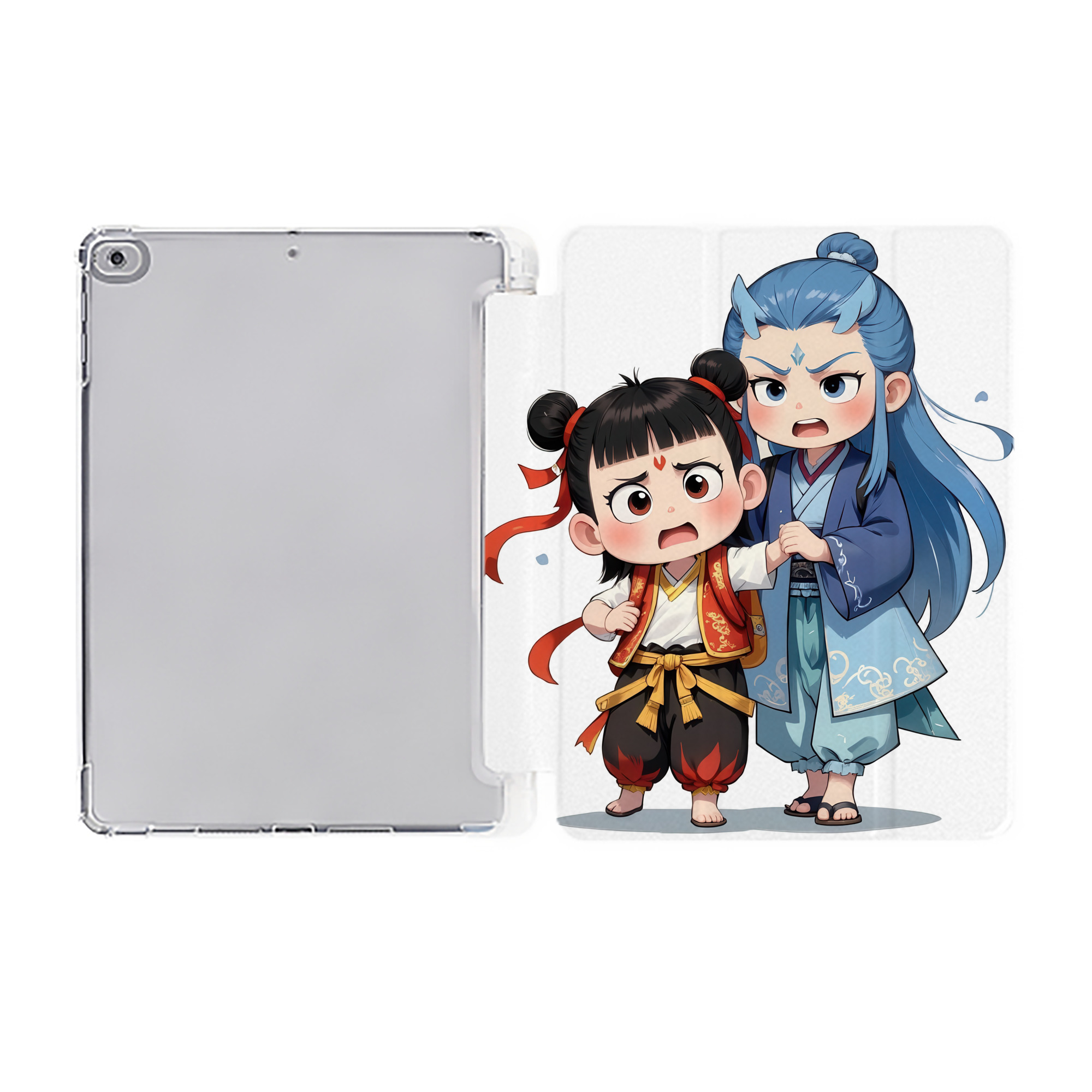 （画像用） Ne Zha 2 ナタ 魔童の大暴れ IPad ケース ペン収納付き 三つ折りスタンド PUレザー×シリコン 対応機種9.5/10.5/10.9インチ